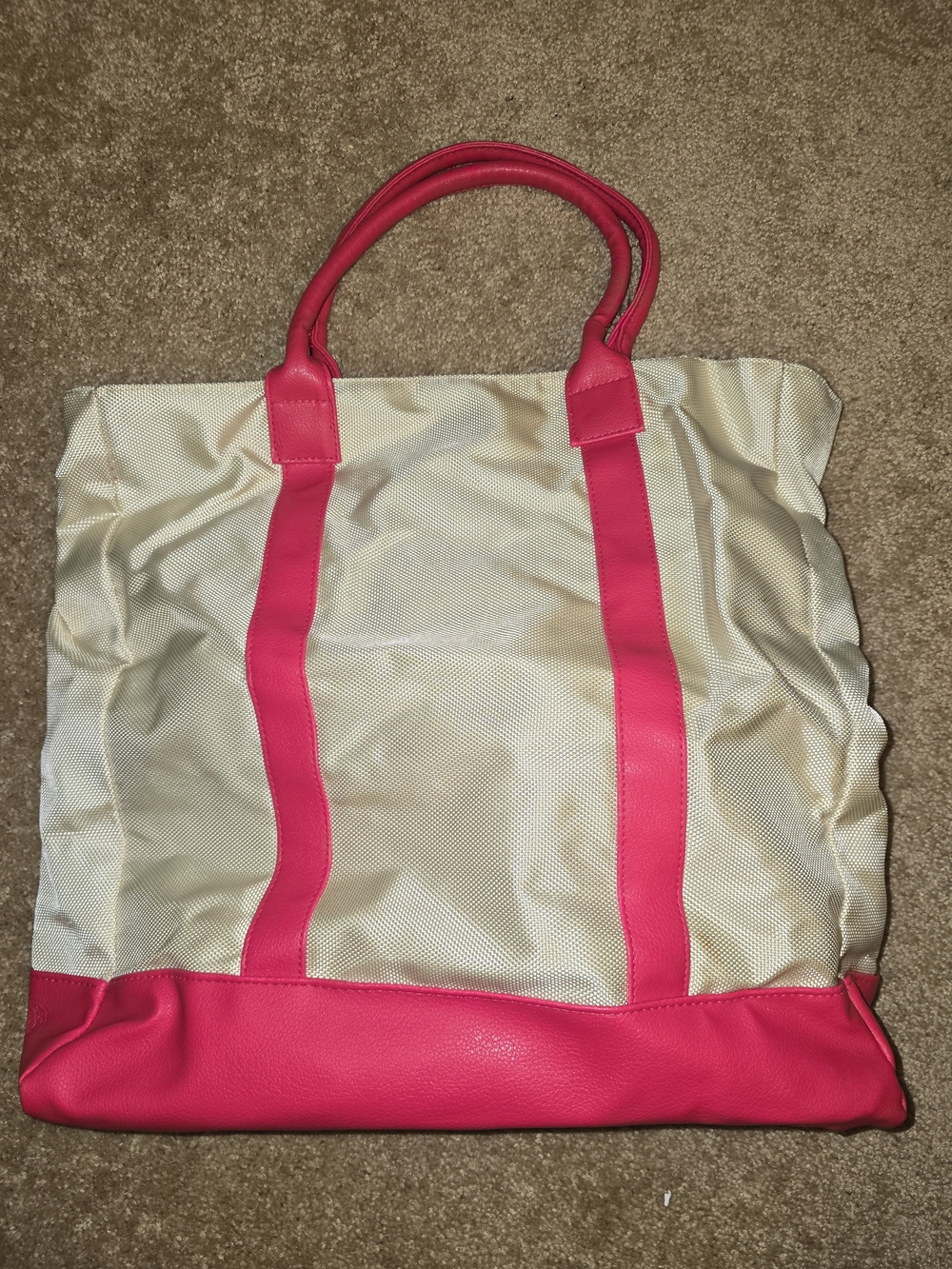 Beige and Hot Pink Women's Tote Bag